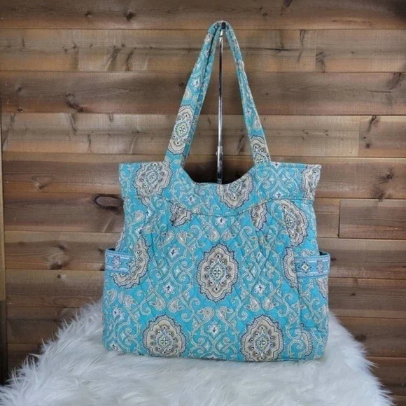 Vera Bradley Totally Turq Large Pleated Tote